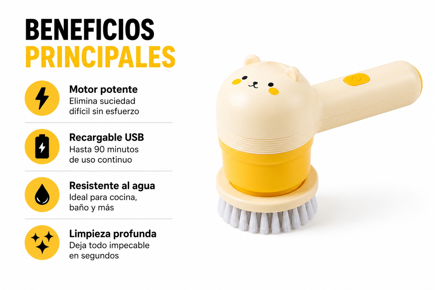 Cepillo Eléctrico Giratorio Recargable| Limpieza Profunda sin Esfuerzo